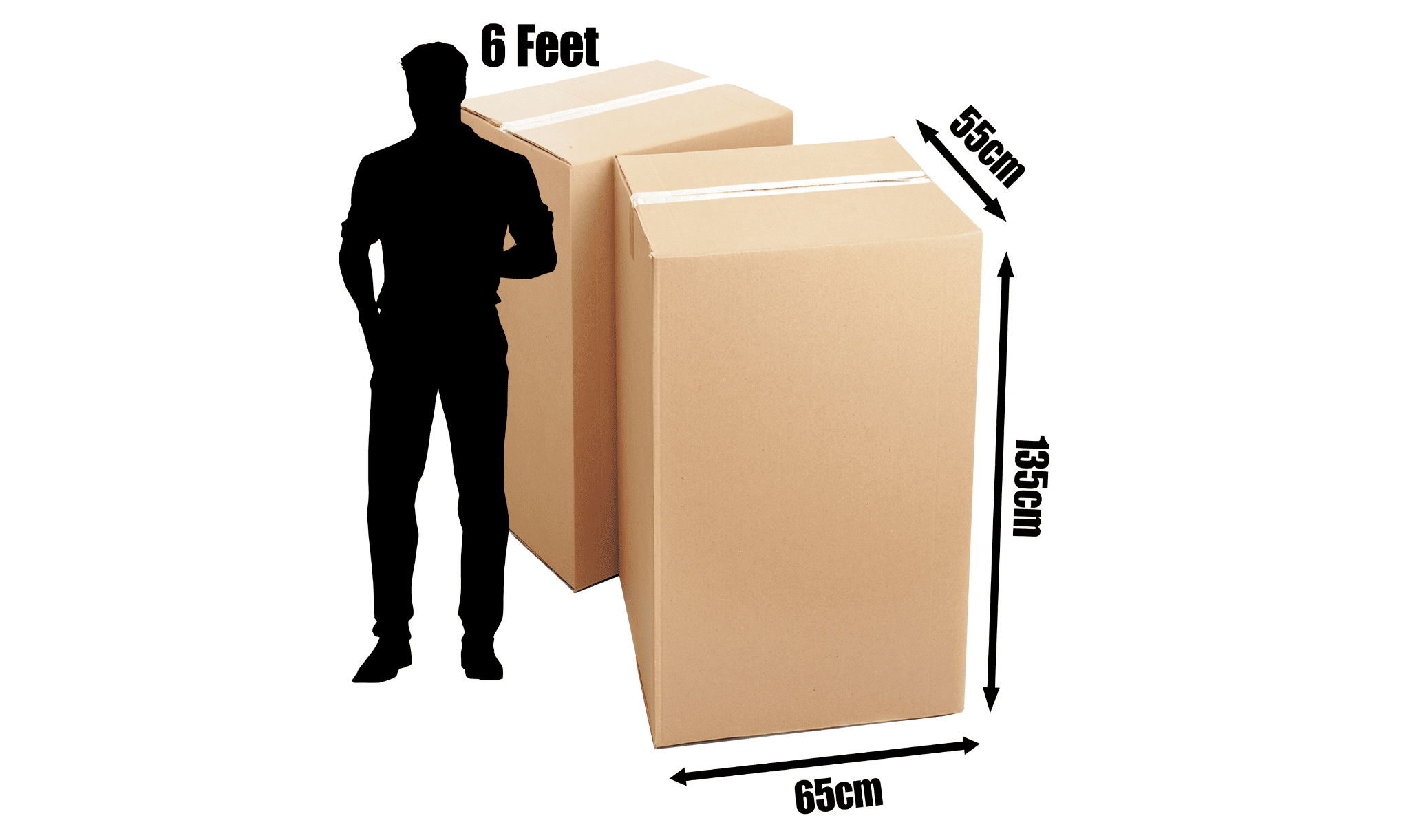 Large Cardboard Boxes- 135x55x65cm (Brown)